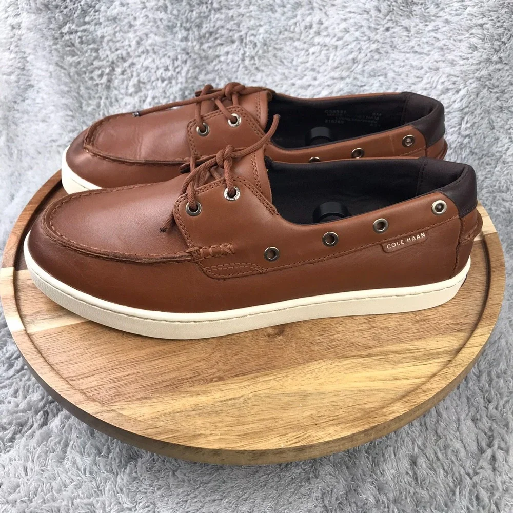 Cole Haan Nantucket Boat Shoes Mens 8M Brown Leather Comfort Slip On Loafers Moc